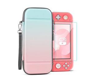 TNP Housse de Transport pour Nintendo Switch Lite, Rose Bleu - Étui de Voyage Portable Kawaii, Sac de Rangement Protecteur pour Filles avec Protection d'Écran, Porte-Cartouches pour 10 Jeux