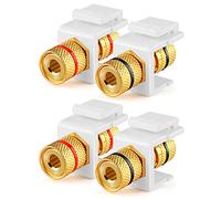 TNP Lot de 2 Inserts pour Prise Jack Banane stéréo avec connecteur Banane Prise Jack Femelle pour Plaque Murale 2 canaux Noir + Rouge 2 Pack