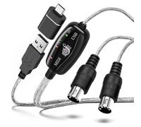TNP Lot de câbles MIDI vers USB avec adaptateur de type C 2 en 1 pour piano MIDI USB de PC à clavier, synthétiseur, tambour électronique, tuyau de soufflage électrique, 16 canaux pour Windows, Mac et