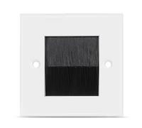 TNP Plaque murale avec brosse noire, couvercle passe-câble mural - 1 unité, cache pour l'entrée et la sortie des câbles, prise, plaque frontale pour bureau, home cinéma, maison, blanc