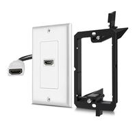 TNP Plaque murale HDMI - Panneau de montage HDMI 1 port avec support de montage en métal basse tension et câble coupleur en queue de cochon - Extension Ethernet haute vitesse 4K UHD ARC/eARC Prise de