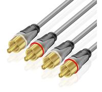 TNP Premium Câble audio stéréo 2RCA (4,6 m) - Double connecteur composite RCA mâle M/M 2 canaux (droite et gauche) plaqué or double blindage 2RCA vers 2RCA