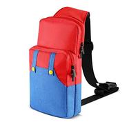 TNP Sacoche de Transport Compatible avec Nintendo Switch, OLED, Lite - Sac à Bandoulière pour Accessoires, Console, Joy-Con, Bloc d'Alimentation et Chargeur Dock - Super