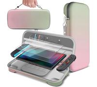 TNP Switch 2 Carrying Case - Protective Hard Shell Travel Carry Case for Nintendo Switch 2 2025 with 2 Pack Screen Protector, 10 Game Card Slot, Large Capacity Portable Storage Pouch, Pink + Green