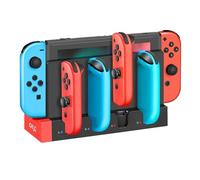 TNP Switch Joycon Charging Dock for Nintendo Switch Controller Charger Station and Switch OLED, Support 4 Joy con Holder with LED Indicator, Remote Docking Stand Base Attachment (Black, Red)