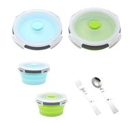 TNSLAND 2 Pièces Bols Pliables en Silicone, 350ML Saladier Pliable avec Couvercle, Boîte à sandwich ronde, Bol de Camping Pliable Boîte à Lunch en Silicone pour Randonnée, École, Voyages