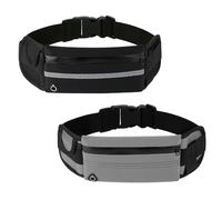 TNSLAND 2 Pièces Ceinture Course a Pied avec Porte Bouteille, Réglable Ceinture de Course avec Prise pour Casque D'écoute, Porte Telephone Course a Pied Réfléchissant, Ceinture Running Femme Homme