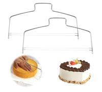 TNSLAND 2 Pièces set de Coupe Gateau Patisserie Cutter à Gâteaux Scie à Gâteau en Acier Inoxydable Réglable en Hauteur Accessoires de Pâtisserie pour Couper Les Gâteaux et Les Pains