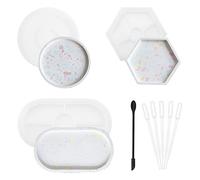 TNSLAND 3 Kit de moules en résine pour Plateau à Faire soi-même, Moule Plat Ovale en Silicone, Moule pour Dessous de Dessous en résine époxy, créateur de Plateau Jesmonite en terrasse