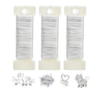 TNSLAND 3 Pièces 50m fil de fer souple, ø 0,3 mm rouleaux de fil de bricolage argent filin metallique fin pour diy fabrication de bijoux bouquet fleurs enroulement couronne