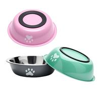 TNSLAND 3PCS Gamelle INOX Chien et Chat,860ml Gamelle pour Chien, Gamelles Eau Chiens, Gamelles INOX avec Fond Antidérapant en Silicone pour Petits,Moyen,Grands,Chiens et Chats