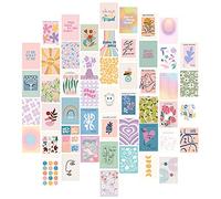 TNSLAND 50 Pièces Boho Esthétiques De Collage Mural Kit De Collage Mural Végétal Rétro Images Esthétiques Affiches D'art De Décoration De Chambre Indépendante Peach Teal Collage Dorm Decor (50 pcs)