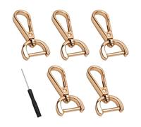 TNSLAND 5PCS Mousquetons Pivotants Dorés 15mm Mousqueton en Alliage de Zinc avec Anneau D et Fermoir Pivotant, Bricolage Sac à Main, Portefeuille, Sac Bandoulière pour Laisses Chien avec Tournevis
