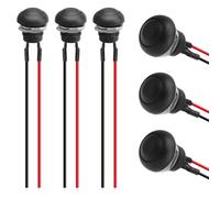 TNSLAND 6 Pièces 12MM Interrupteurs avec Câble de 15CM, Bouton Poussoir Etanche Ronds Boutons-Poussoirs Momentanés 12V/250V 2A CA/CC Boutons-Poussoirs Momentanés pour Klaxons Sonnettes Voitures(Noir)