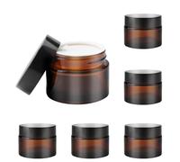 TNSLAND 6 Pièces 50ml Marron Petit Pot en Verre, Contenant Cosmetique Vide Pot Creme Vide, Pot Vide Cosmétiques pour Lotions, Crèmes, Poudres, Matériel Artisanal