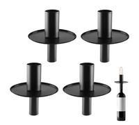TNSLAND Bougeoir 4 Pcs, Ensemble de Chandeliers Vintage Modernes, Mariage, Saint Valentin, Anniversaire, Dîner aux Chandelles, Noir, Aluminium