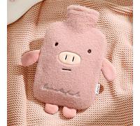 TNSLAND Bouillotte en caoutchouc de 2 l avec housse douce et douillette - Pour soulager la douleur du ventre, du dos, des jambes - Rose