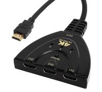 TNSLAND Commutateur HDMI 4K 3 Entrées 1 Sortie avec Bouton Manuel, HDMI 3 en 1 UHD, Câble Intégré 55 cm, Compatible TV PS5 PS4 Xbox PC Lecteur Blu-Ray DVD, l'image est Nette et Lisse