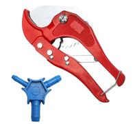 TNSLAND Coupe Tube Composite + Calibreur Outil pour Tubes en Plastique PVC et Tubes Composites Multicouches Pince Coupe Tube Rouge Coupe Tube PVC Diamètre Max 42 mm + Calibreur Bleu 16 20 26 mm