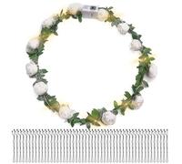 TNSLAND LED Bandeau Fleur, Serre Tete Lumineux, Couronne de Fleurs Lumineuse, Couronne Fleur Cheveux, Comprend 50 Barrettes, LED Mousse Rougeoyante Bandeau pour Mariage, Festival, Fête Carnaval