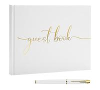 TNSLAND Livre d'or Album de Mariage Livre d'or Bapteme Livre Dor Mariage Personnalisable Livre d'or Anniversaire Guest Book Livre Vierge 100 Pages Vierges avec Stylo Blanc