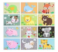 TNSLAND Lot de 12 autocollants en forme de mosaïque d'animaux de la jungle pour enfants, artisanat créatif, autocollants 3D, pour enfants, animaux faits à la main, puzzle en mousse de dessin animé