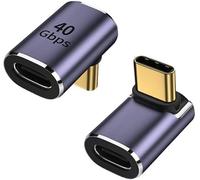 TNSLAND Lot de 2 adaptateurs USB C 90° type C femelle vers mâle coudé coudé USB 4.0 40 Gbps Transfert de données Adaptateur type C OTG pour ordinateur portable, tablette, téléphone Type C