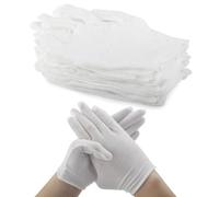 TNSLAND Lot de 24 (12 paires) de gants en coton blanc pour mains sèches, hydratants, cosmétiques, eczéma, spa et pièces de monnaie, inspection, manuel de service