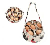TNSLAND Panier à œUfs 20cm avec 7 Sacs, Portable Mini Panier de Collecte D'Oeufs en Toile RéSistante avec PoignéE, pour Garder Les œUfs de Poule Au Chaud, pour La Ferme, Poulailler (Beige)