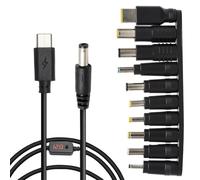 TNSLAND PD vers DC Adaptateur avec 10 DC Connecteurs et Sacoche, 5V/9V/12V/15V/20V Tension Réglable, Type-C vers DC avec Affichage Numérique pour Ordinateur Portable, Routeur, Moniteur, Appareil Photo