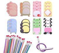 TNSLAND Stylos Magiques - 15 Crayons Souples Flexibles Incassables et 24 Notes Autocollantes Animaux - Crayon de Couleur Idéal pour École, Fêtes, Calendrier de l’Avent, Cadeaux et Récompenses