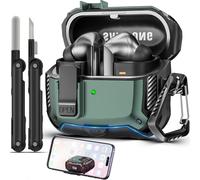 TNSNK Coque pour Samsung Galaxy Buds3 FE/Buds 3 / Buds 3 Pro, Green | Support téléphone escamotable intégré, verrouillage caché, anti-chute. Charge filaire & sans fil. Stylo + porte-clés inclus.
