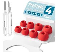 TNSNK Embouts de Remplacement pour AirPods Pro 2nd/1st, Rouge - (XS/S/M/L) | 4 Paires, Antidérapantes, En Silicone Souple, Doux pour La Peau, Confortable à Porter, Avec Kit de Nettoyage et Rangement