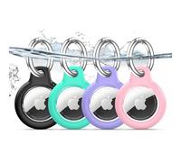 TNSNK Étui étanche pour Apple Airtag Holder avec Lock, Porte-clés Airtag avec Porte-clés pour Bagages, vélos, Animaux (Noir + Vert Menthe + Violet + Rose)