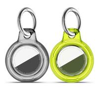 TNSNK Étui étanche pour Apple Airtag Holder avec Lock, Porte-clés Airtag avec Porte-clés pour Bagages, vélos, Animaux (Noir Clair + Vert Brillant)