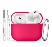 TNSNK pour AirPods Pro 2nd/1st Coque (2023/2022/2019), Silicone Coque de Protection Antichoc avec Kit de Nettoyage & Porte-Clés, Support Charge sans Fil - pour AirPods Pro 2nd/1st, Rose