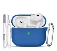 TNSNK pour AirPods Pro 2nd/1st Coque (2023/2022/2019), Silicone Coque de Protection Antichoc avec Kit de Nettoyage & Porte-Clés, Support Charge sans Fil - pour AirPods Pro 2nd/1st, Sapphire Blue