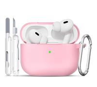 TNSNK pour AirPods Pro 2nd/1st Coque (2023/2022/2019), Silicone Coque de Protection Antichoc avec Kit de Nettoyage & Porte-Clés, Support Charge sans Fil - pour AirPods Pro 2nd/1st, Pink