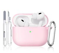 TNSNK pour AirPods Pro 2nd/1st Coque (2023/2022/2019), Silicone Coque de Protection Antichoc avec Kit de Nettoyage & Porte-Clés, Support Charge sans Fil - pour AirPods Pro 2nd/1st, Pinkish White