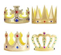 TNSOYCA 4 Pièces Couronne des Rois, Couronnes Royales Roi et Reine avec Bijoux,Pour Couronne Princesse Enfant Jeu de Rôle Fête à Thème (Gold