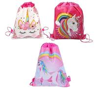 TNSRAY 3 Licorne Sacs de Sport à Cordon, Cadeaux Licorne pour Les Filles,Sac à Cordon Sport Enfant Imperméable Sac de Piscine à Cordelette Petit Sac à Dos à Cordon pour Gym Yoga Ecole Natation Camping