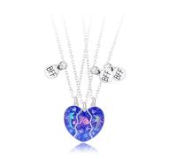 TNSRAY Collier de l'amitié en chaîne pour sœurs, 3 pièce colliers BFF, Collier d'amitié entre sœurs, Pendentif en forme de cœur divisé en trois pièces, pour les meilleurs amis