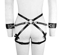 TNSRAY Ensemble de bondage SM, harnais de jambe en cuir punk sexy, jarretelles de cuisse en cage,menottes de bondage et poignets de cuisse,jouets sexuels pour couples,kit de retenue BD-ṠM pour couples