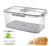 TNTGMG Boîte à pain en plastique avec couvercle pour plan de travail de cuisine, appareil de rangement hermétique pour pain fait maison, toast, levain, donut (gris - 32,5 x 22,5 x 11 cm)