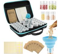 TNTGMG Boîte de rangement de semences à 8 emplacements, organisateur de rangement avec 7 sacs de semences, entonnoir, 2 autocollants, rangement robuste pour fleurs, légumes, plantes et jardin, 32 × 22