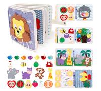 TNTGMG Busy Board Montessori Jouet éducatif pour l'apprentissage sensoriel Livre d'activité calme avec boucles pour les tout-petits de 1, 2 à 3 ans, avion, jouet (lion)