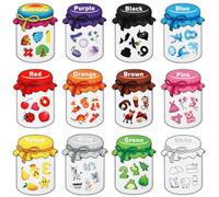 TNTGMG Lot de 12 jouets de tri des couleurs, aimants éducatifs pour réfrigérateur, activités éducatives pour enfants d'âge préscolaire (A)