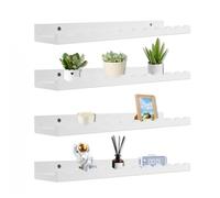 TNTGMG Lot de 4 étagères murales flottantes en bois de pin pour enfants, 40 x 10,7 x 3,5 cm, blanc, organisateur d'étagères pour salle de bain, chambre à coucher, salon, cuisine, aménagement de pièce