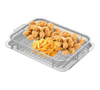 TNTGMG Panier de barbecue en acier inoxydable avec poignée et bol de fond, 35,4 x 22,2 x 5,2 cm, panier portable à haute résistance, grand accessoire de barbecue pour tous les barbecues et légumes