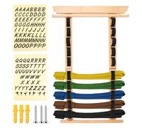 TNTGMG Présentoir de ceinture de karaté, 10 ceintures, en bois, avec autocollants, 42 × 60 cm, support d'affichage de ceinture d'arts martiaux, pour enfants et adultes, support de suspension pour
